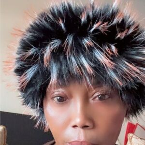 Black and Orange Fur Hat